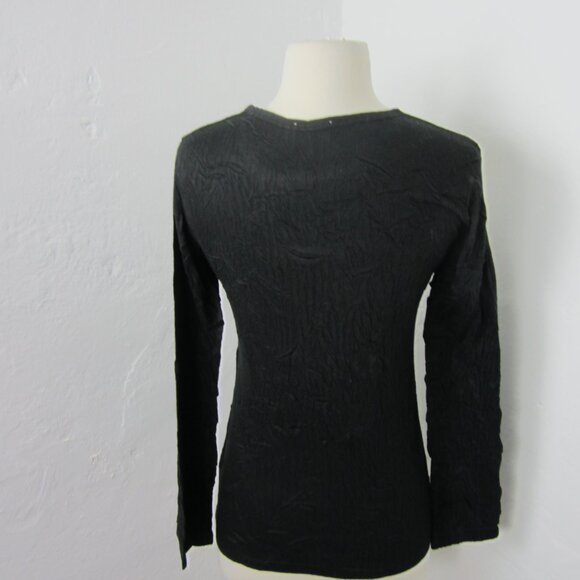 Kisca by Komarov Top Women's Size M Black Graphic Crown Patchwork Crinkled - Picture 5 of 6